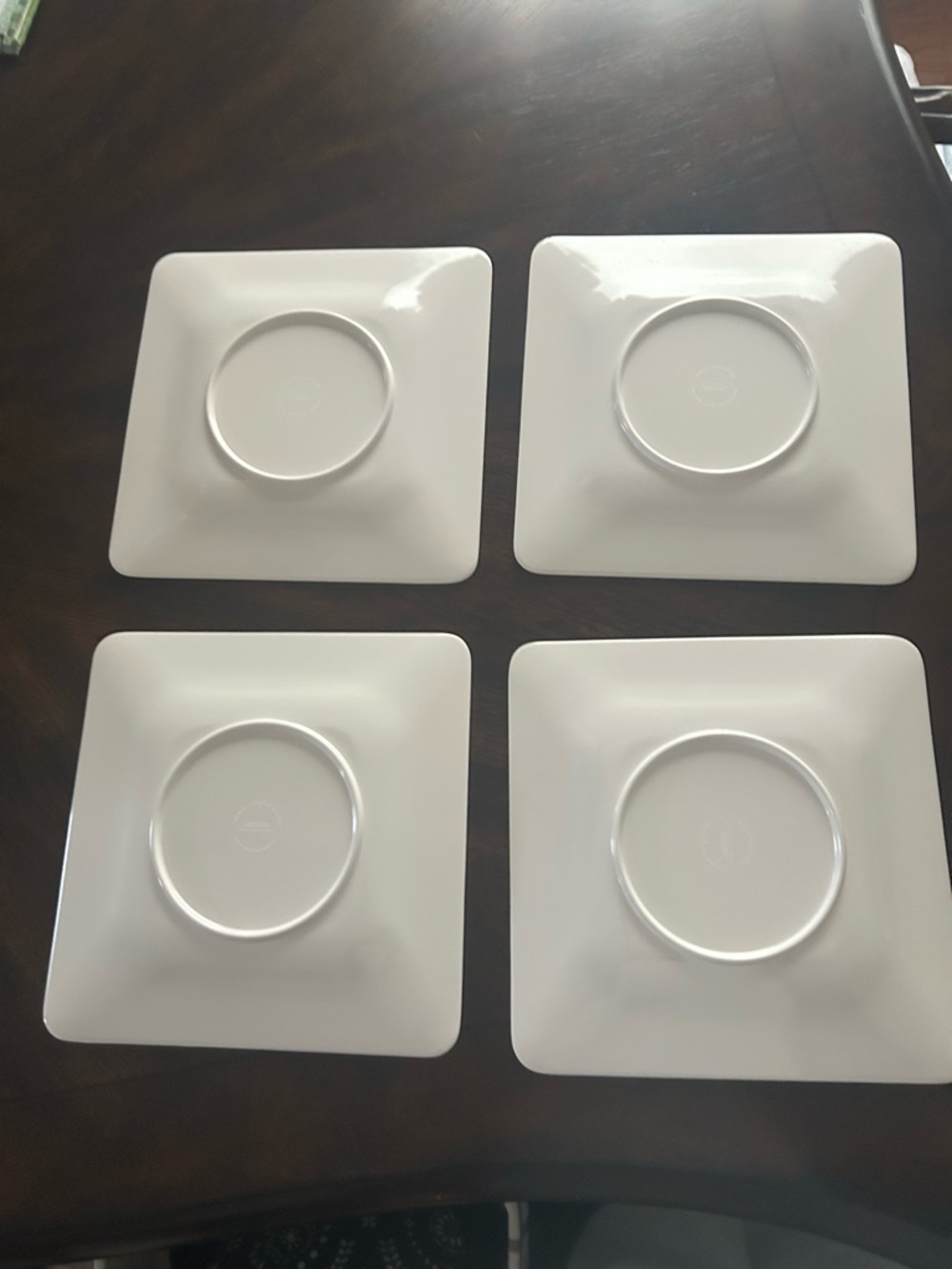 Orange Floral Melamine Square Dinner Plates - Set of 4 - Picture 2 of 2